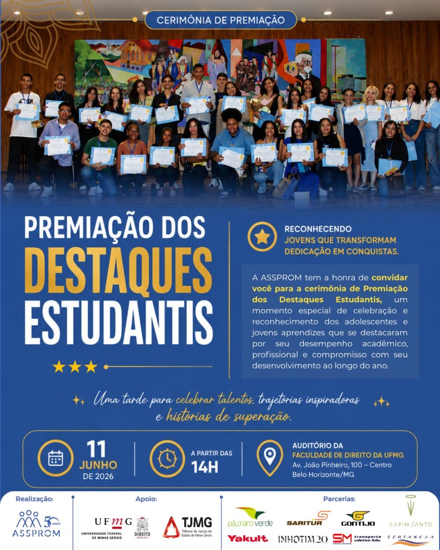 Jovens aprendizes de Minas são homenageados por excelência escolar e histórias de superação em premiação da Assprom
